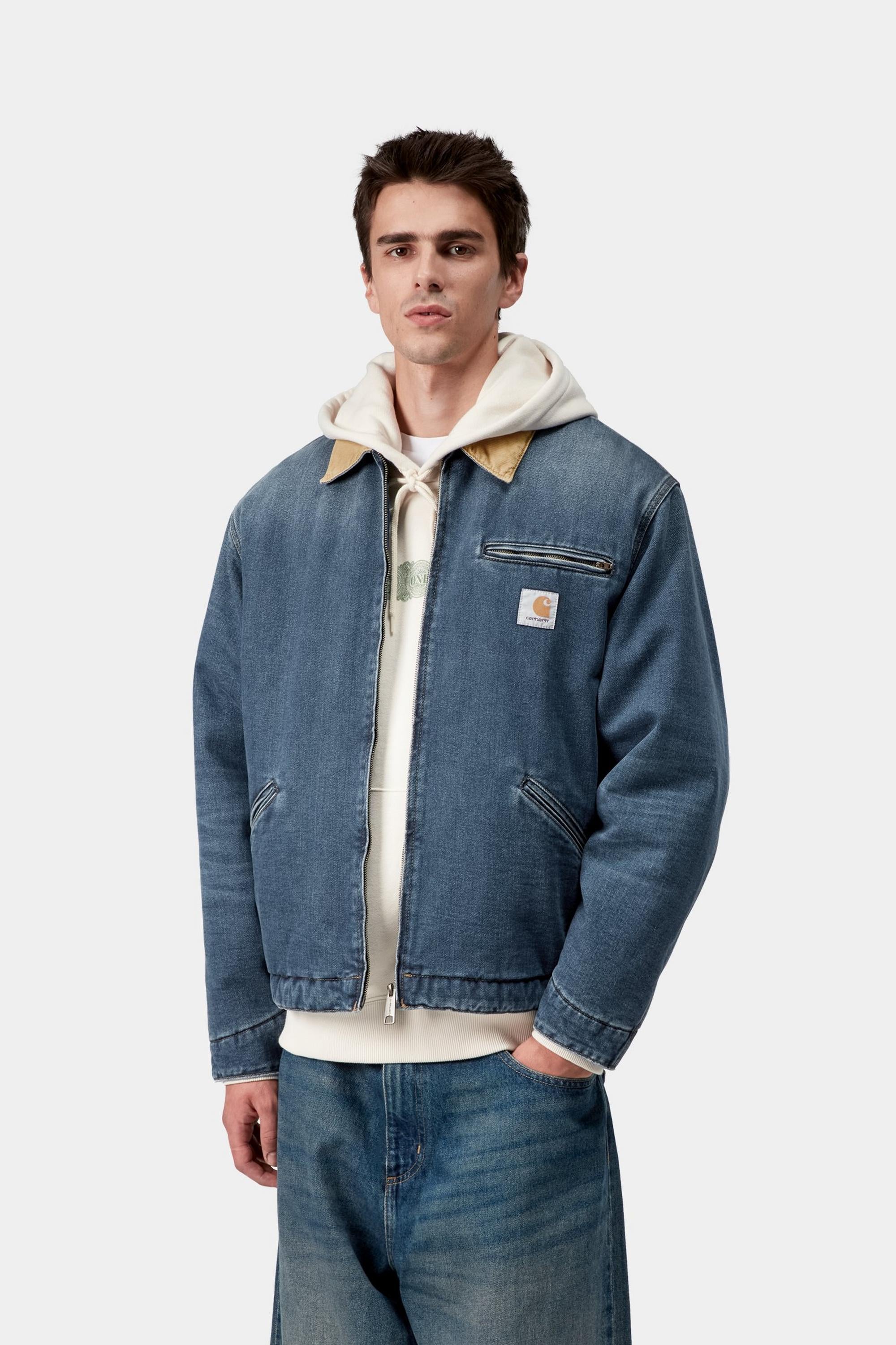 Carhartt WIP Mens OG Detroit Maitland Denim Jacket | Blue / Dusty Hamilton Brown
