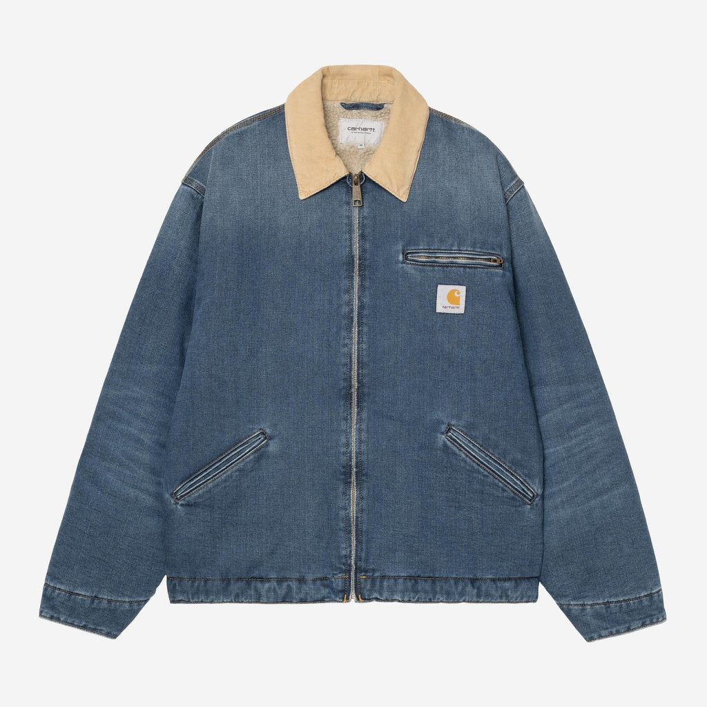 Carhartt WIP Mens OG Detroit Maitland Denim Jacket | Blue / Dusty Hamilton Brown