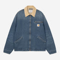 Carhartt WIP Mens OG Detroit Maitland Denim Jacket | Blue / Dusty Hamilton Brown