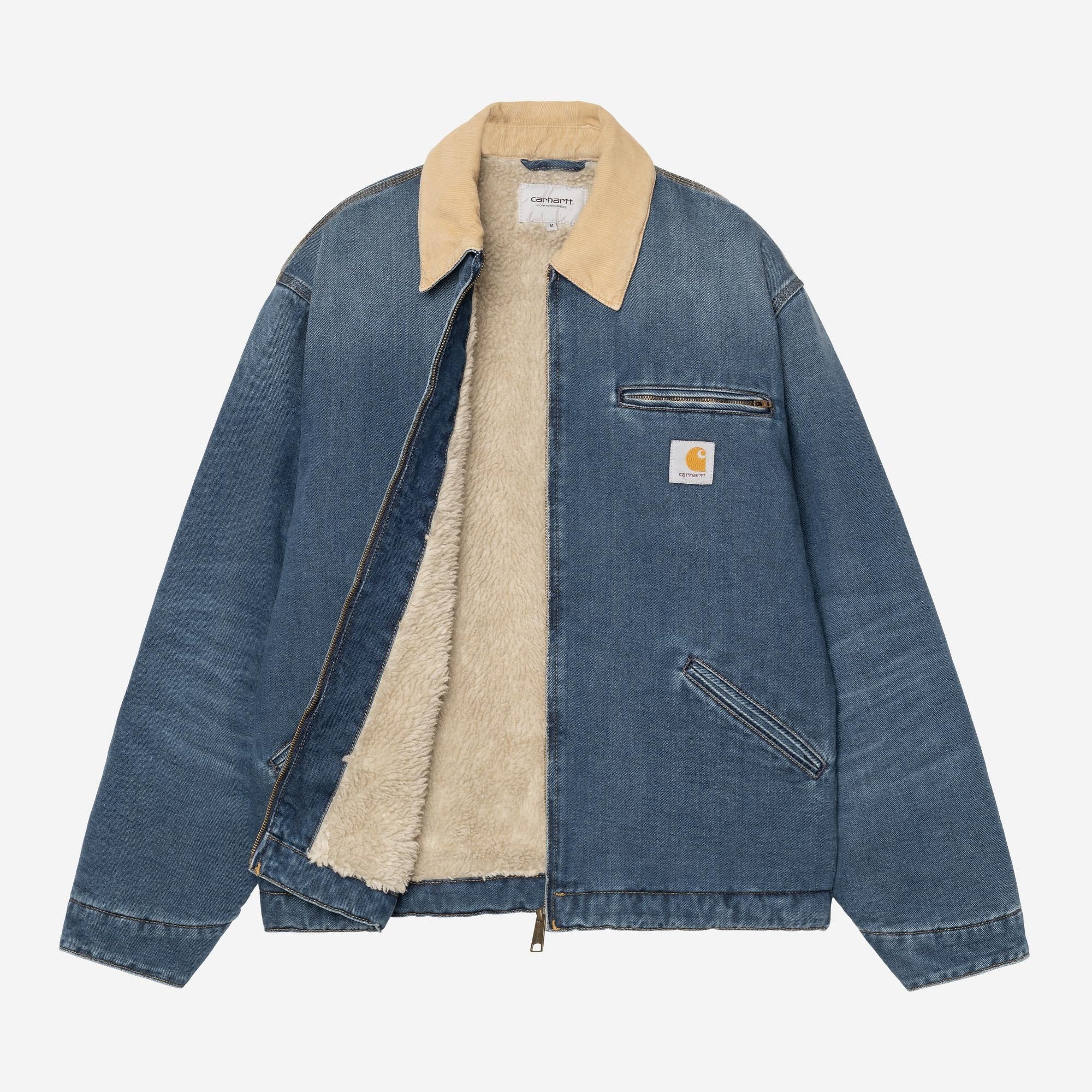 Carhartt WIP Mens OG Detroit Maitland Denim Jacket | Blue / Dusty Hamilton Brown