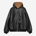 Carhartt WIP Mens OG Active 50th Anniversary Edition Leather Jacket | Black / Hamilton Brown