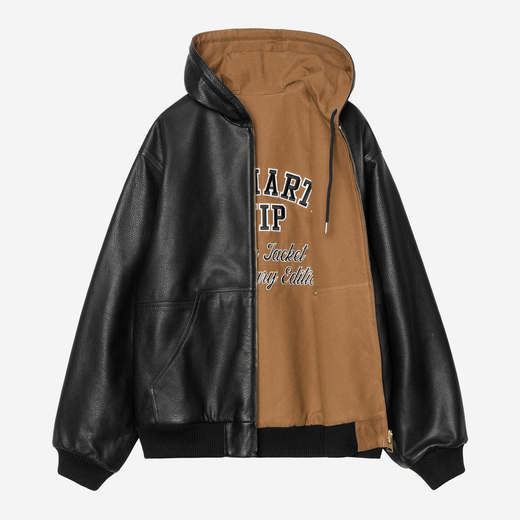 Carhartt WIP Mens OG Active 50th Anniversary Edition Leather Jacket | Black / Hamilton Brown