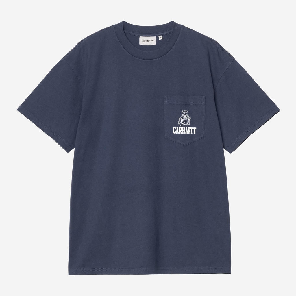 Carhartt WIP Mens Pond Corps Pocket T-Shirt | Blue Heavy Stone Wash