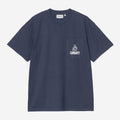 Carhartt WIP Mens Pond Corps Pocket T-Shirt | Blue Heavy Stone Wash