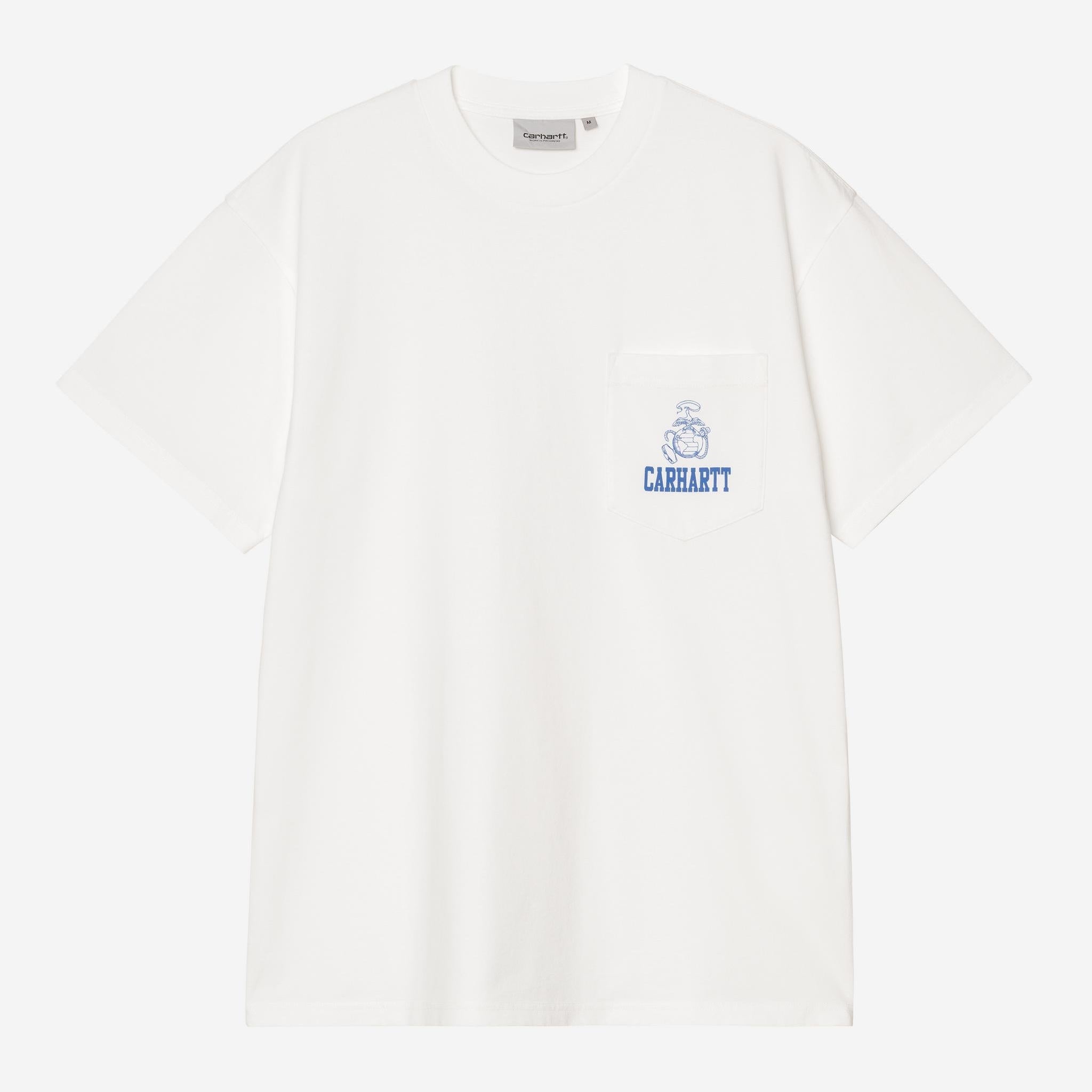 Carhartt WIP Mens Pond Corps Pocket T-Shirt | White Heavy Stone Wash