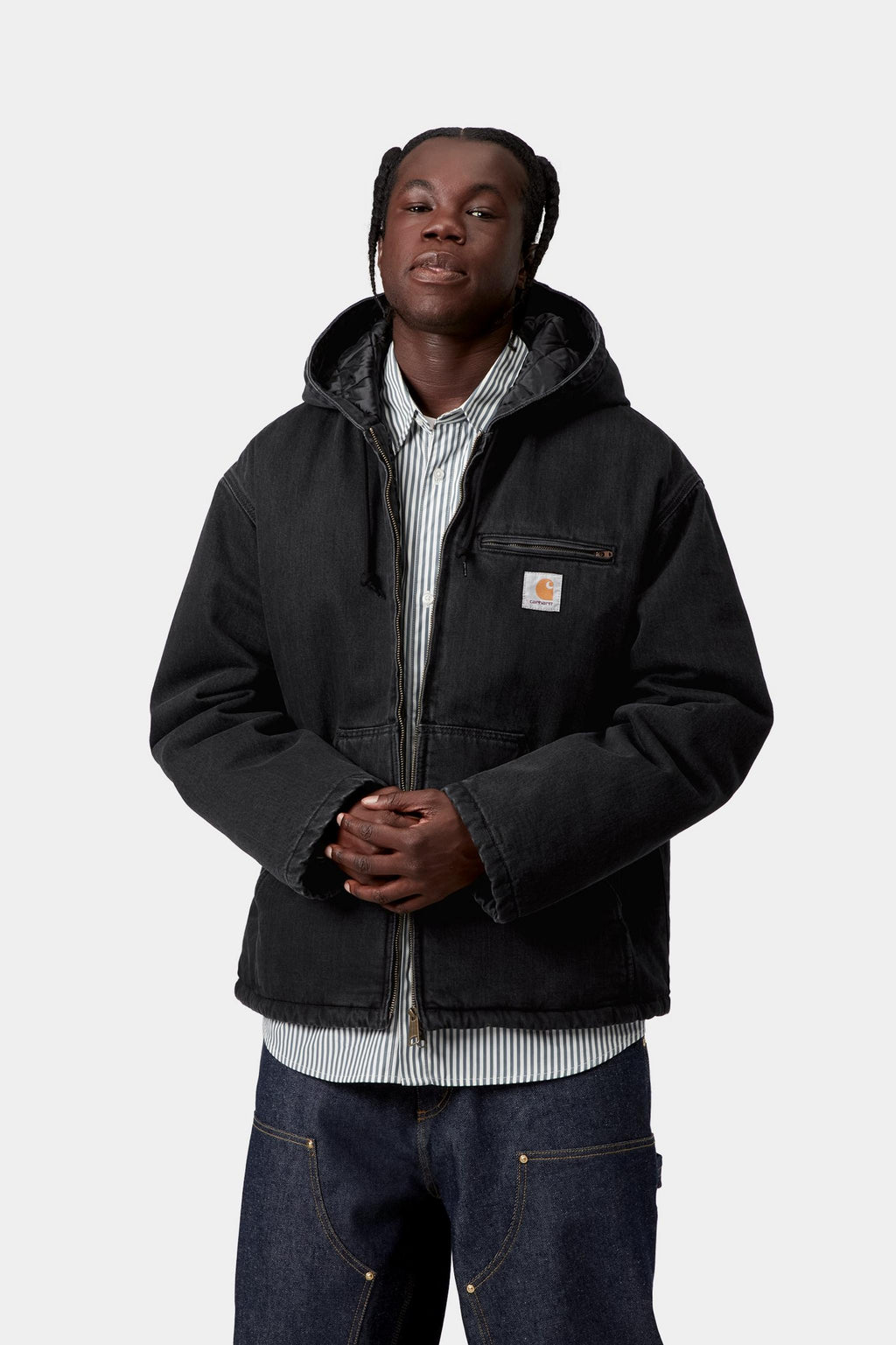 Carhartt WIP Mens Cleveland Jacket | Black Stone Washed