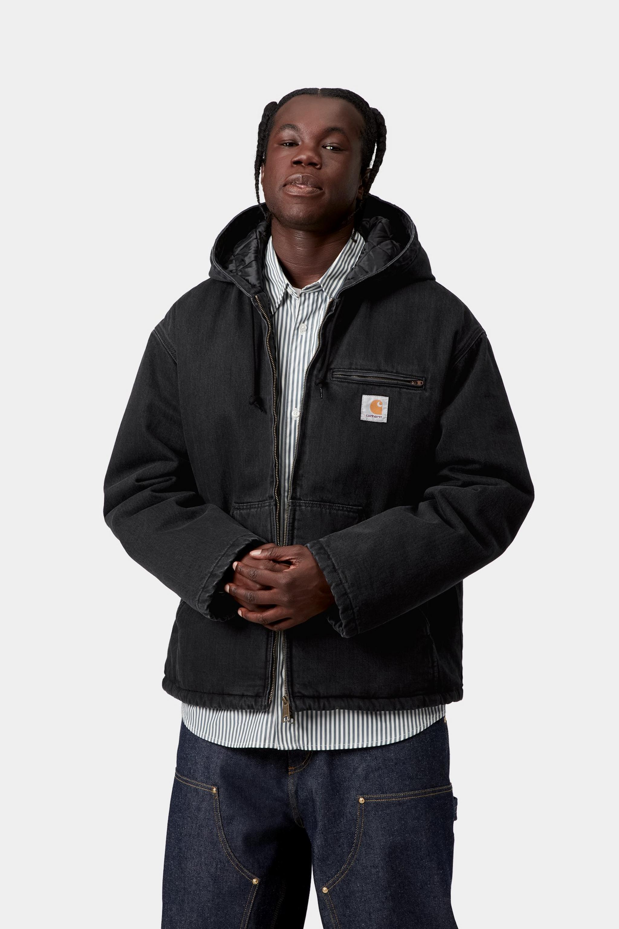 Carhartt WIP Mens Cleveland Jacket | Black Stone Washed