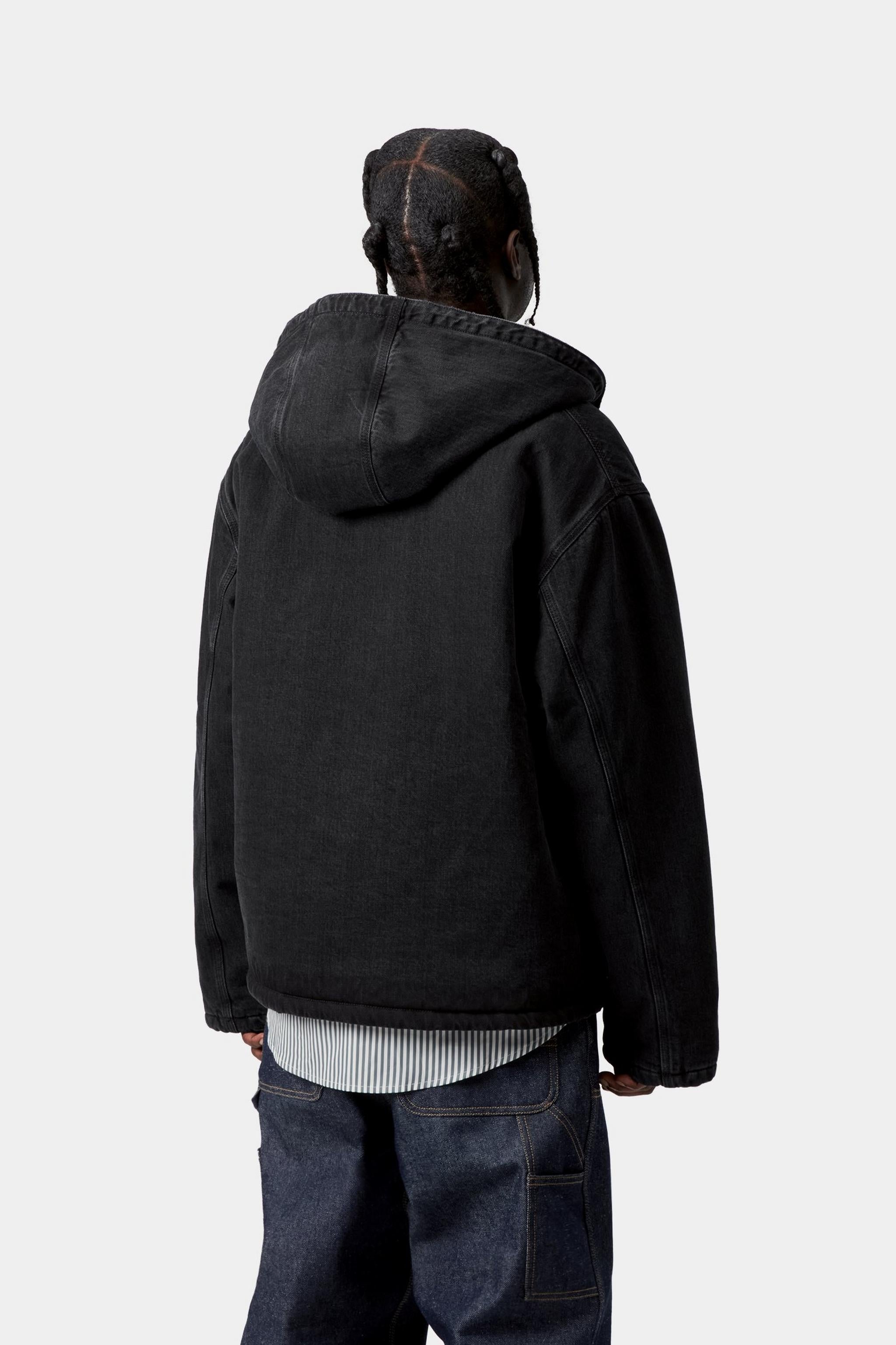 Carhartt WIP Mens Cleveland Jacket | Black Stone Washed