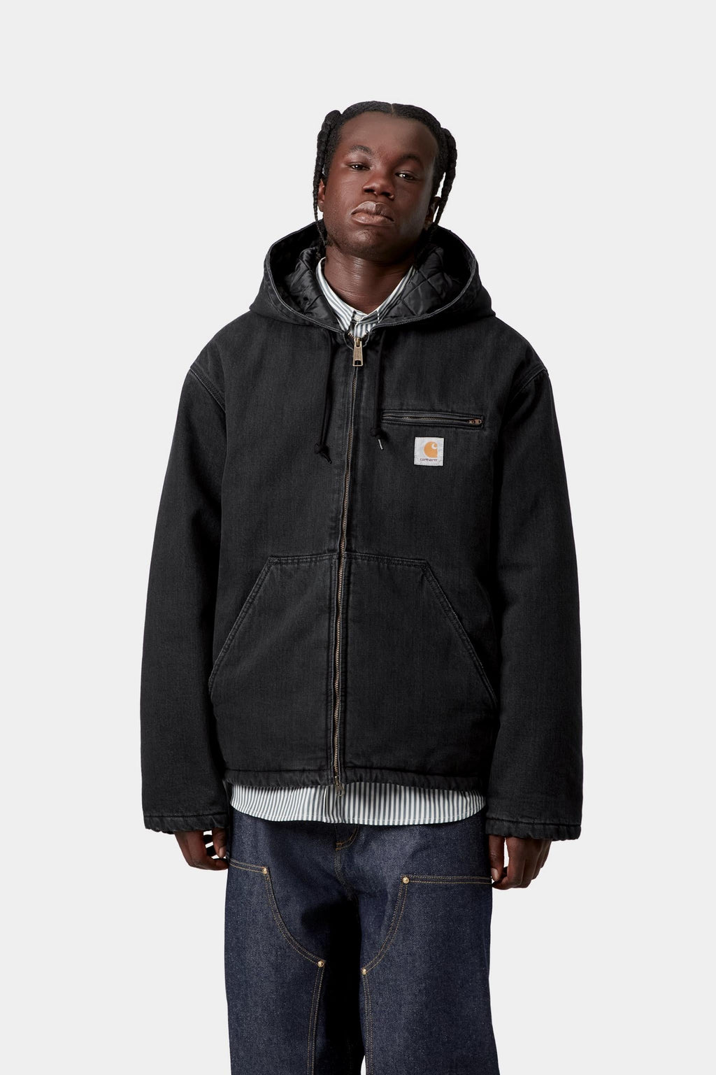 Carhartt WIP Mens Cleveland Jacket | Black Stone Washed
