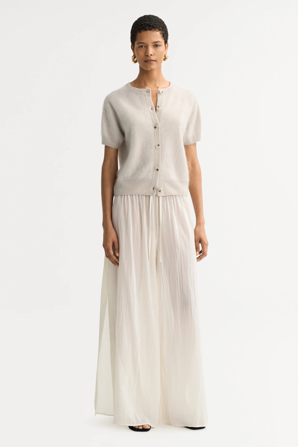 Soft Goat Brushed Short Sleeve Cardigan