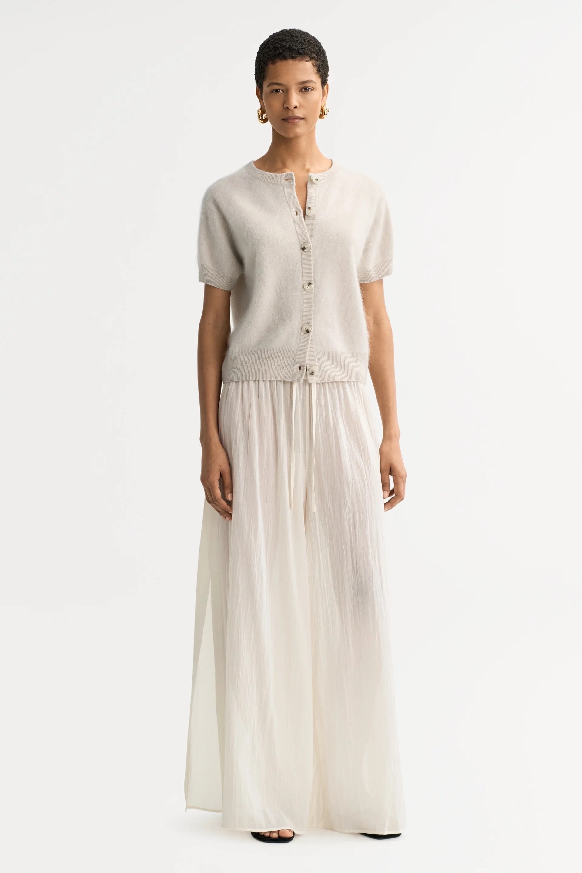 Soft Goat Brushed Short Sleeve Cardigan
