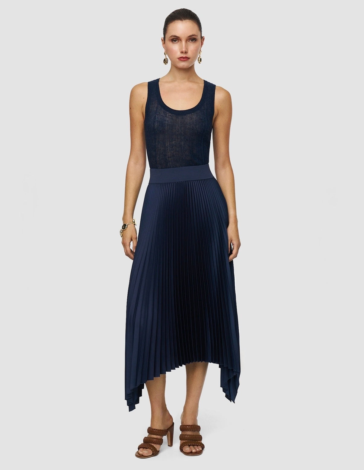 Joseph Ade Knit Weave Plissé Skirt