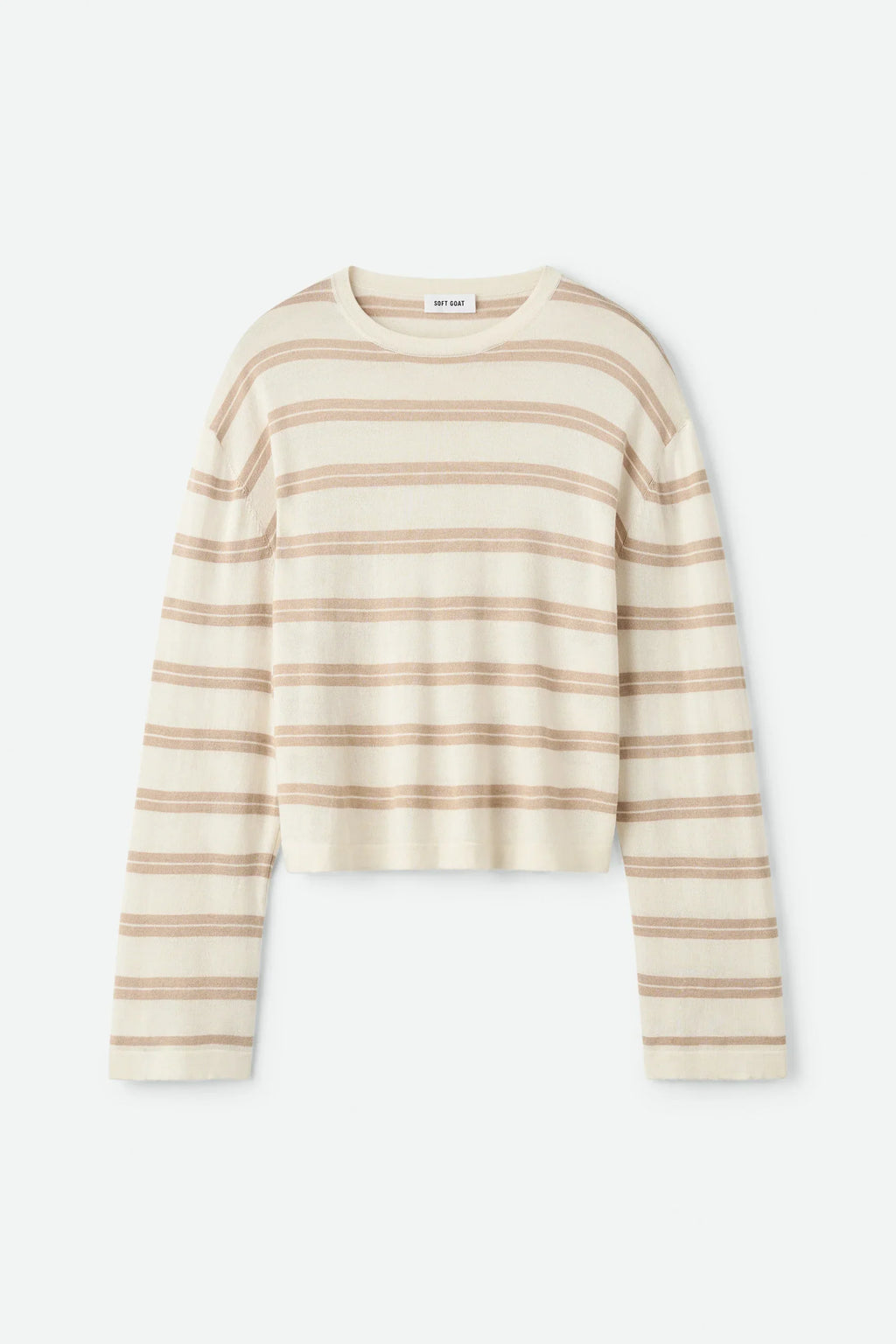 Soft Goat Fine Knit Striped Crewneck