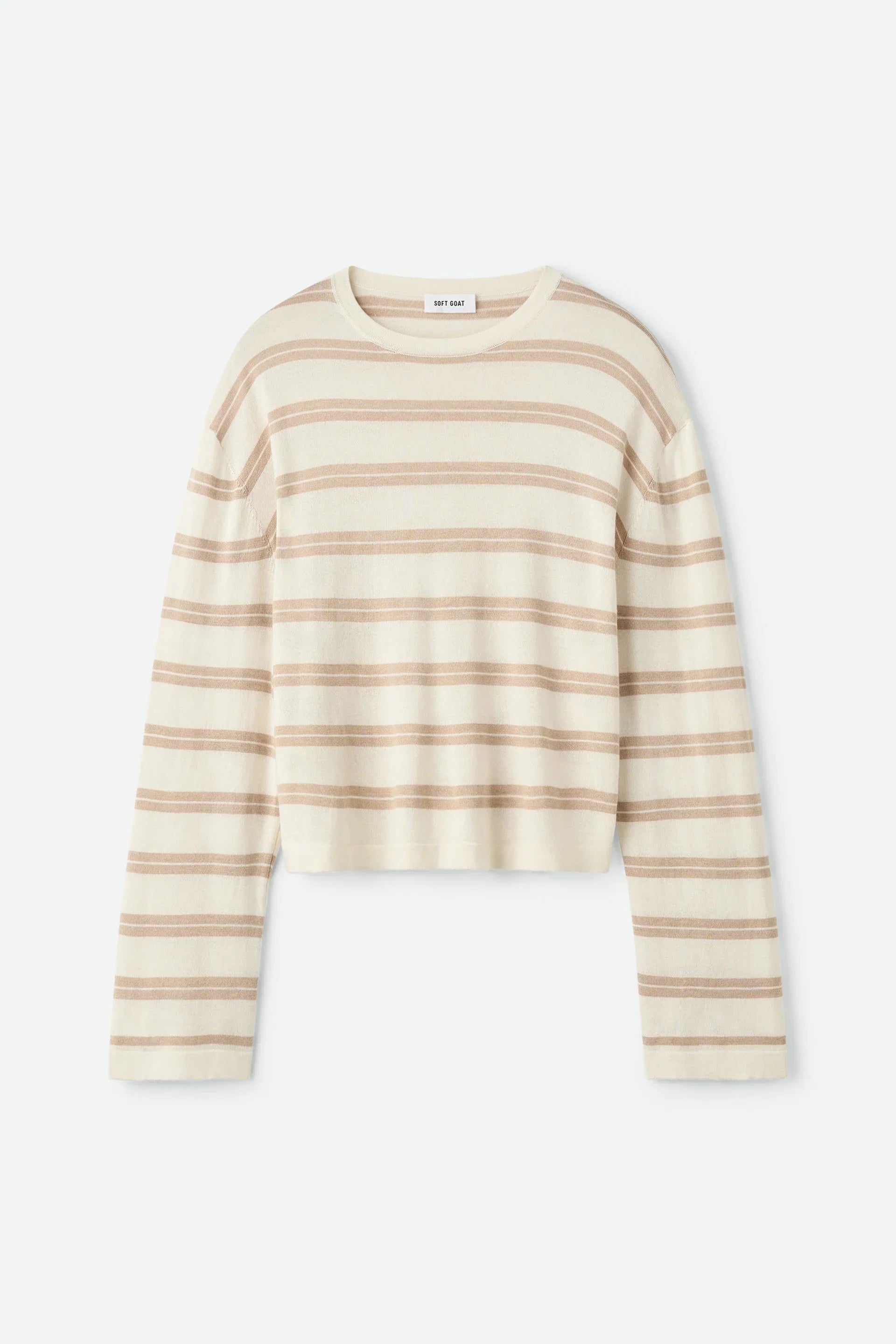 Soft Goat Fine Knit Striped Crewneck