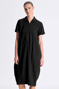 Transit Stretch poplin bombeè shape short-sleeved dress