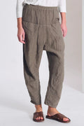 Transit Low-crotch linen trousers with wide pockets and elastic waistband