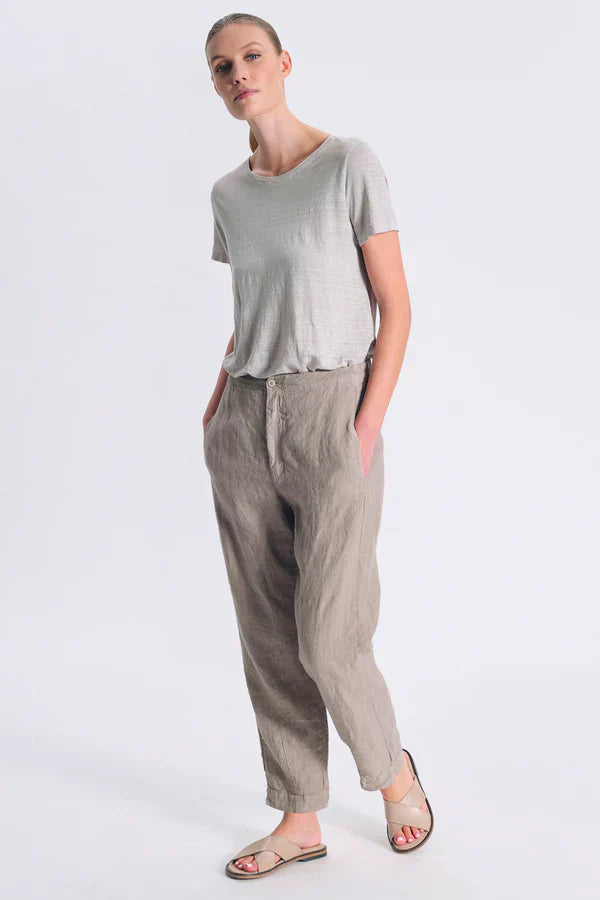 Transit Comfort fit Linen Trouser with Elastic Waist Back