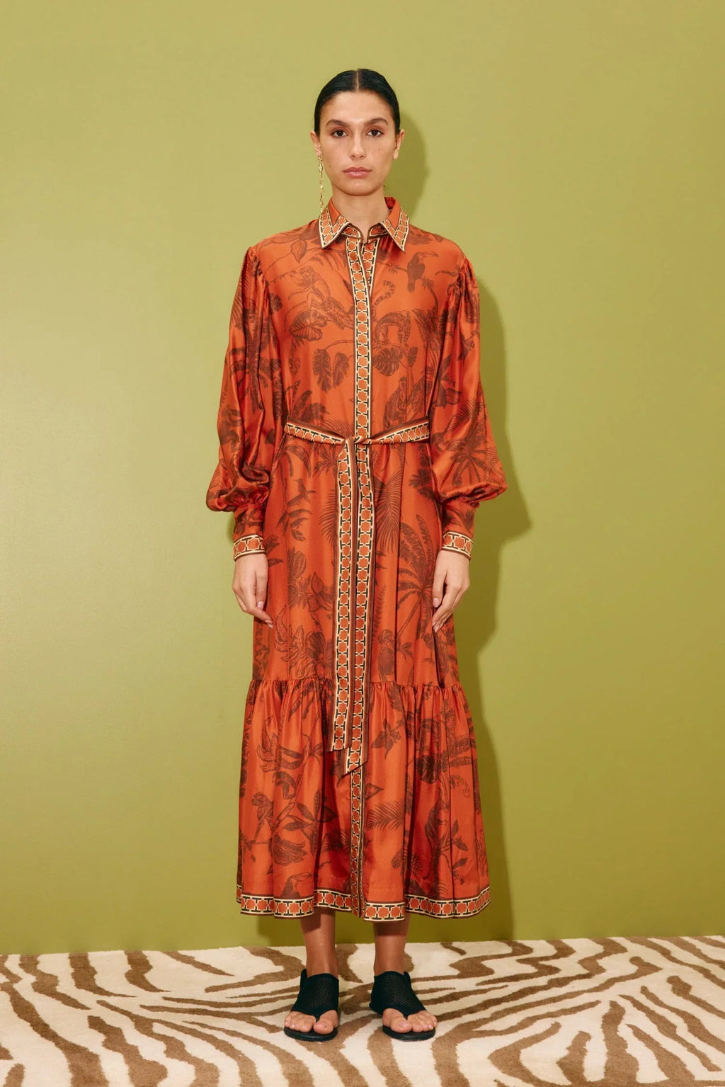 ALEMAIS MONKEY DANCE SILK SHIRTDRESS