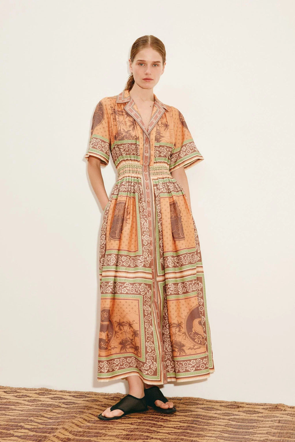 ALEMAIS ALBERTA SMOCKED SHIRTDRESS