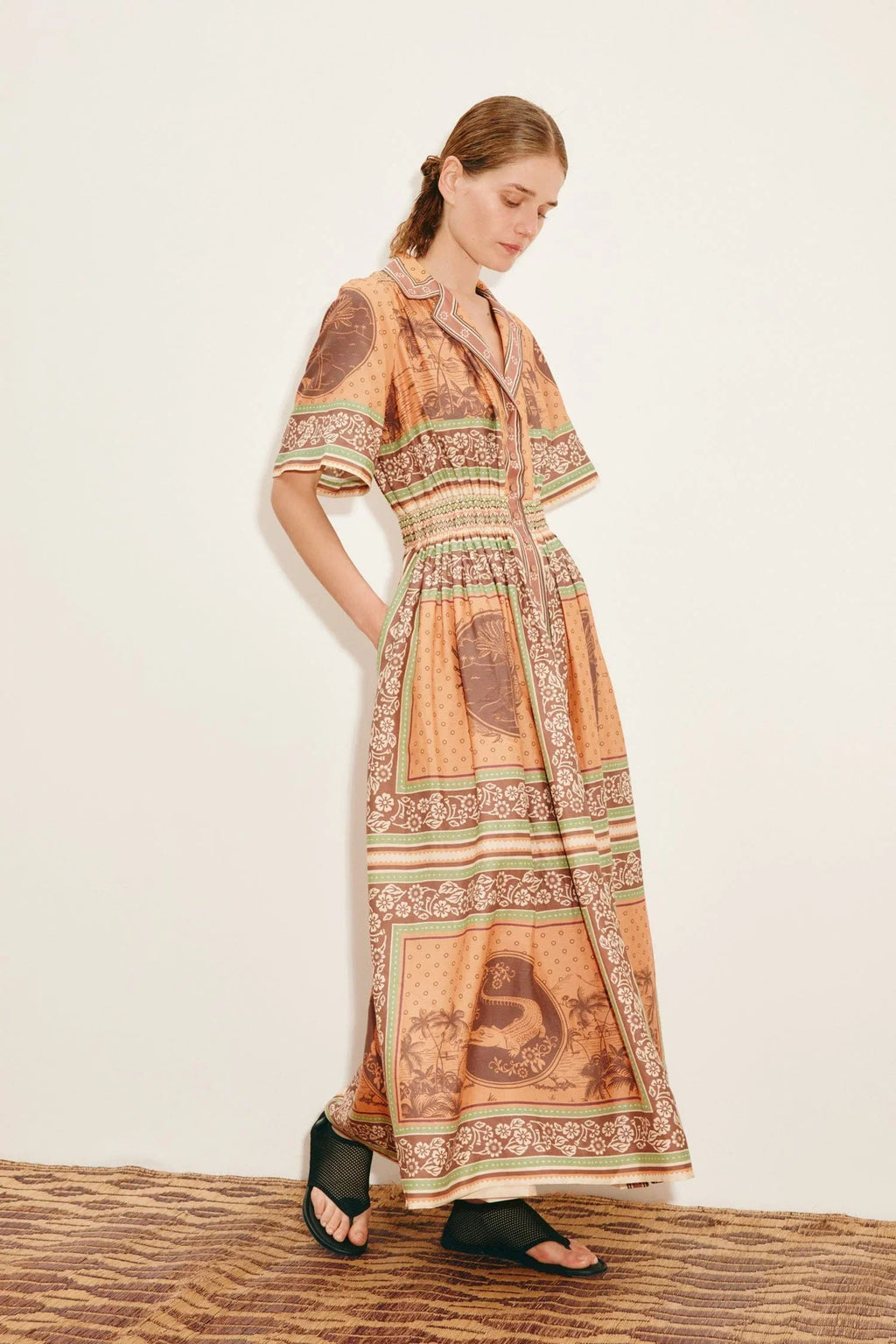 ALEMAIS ALBERTA SMOCKED SHIRTDRESS