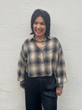 Rag & Bone Marin Cropped Plaid Shirt in Navy