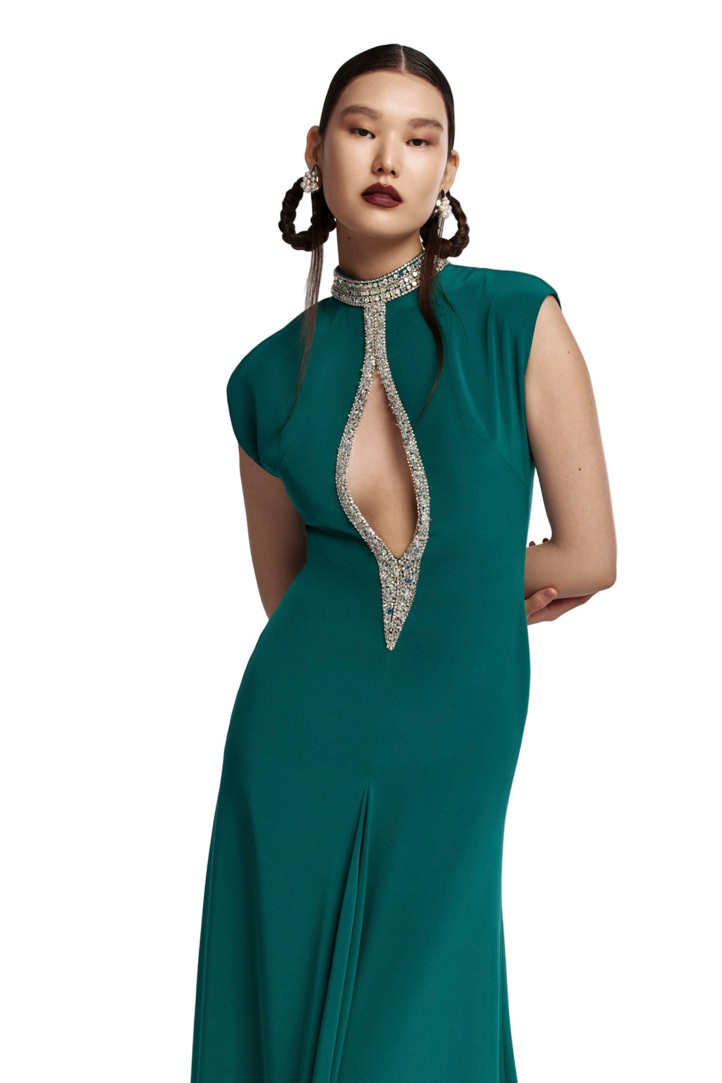 CRYSTAL EMBELLISHED LONG DRESS