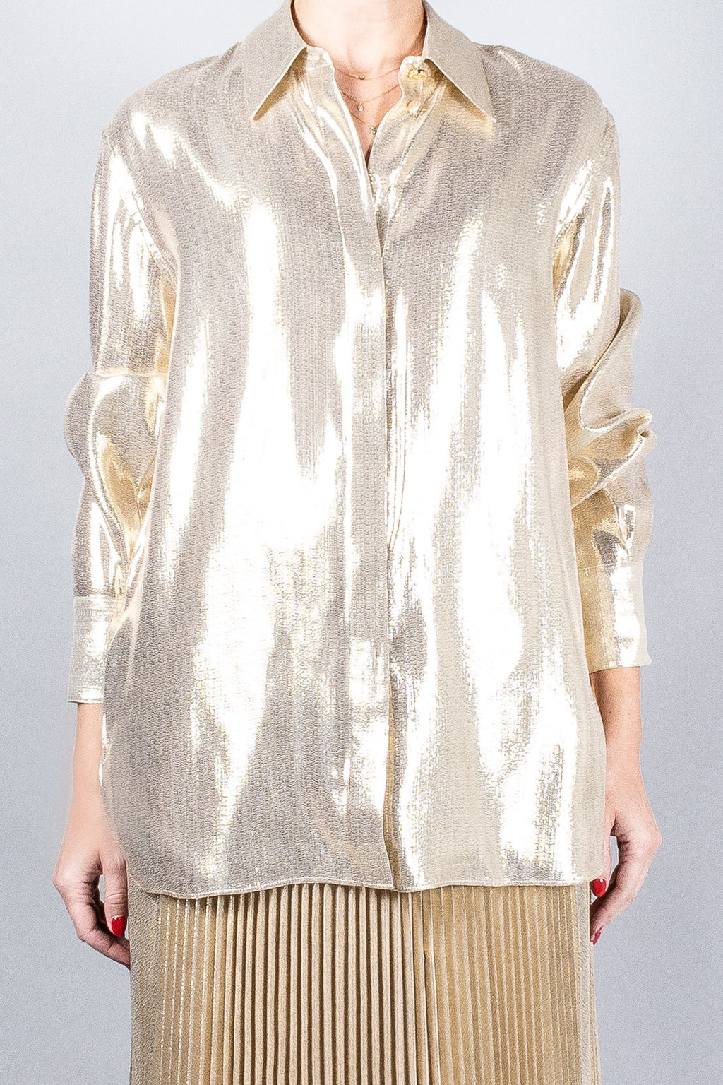Joseph Capri Lamé Blouse