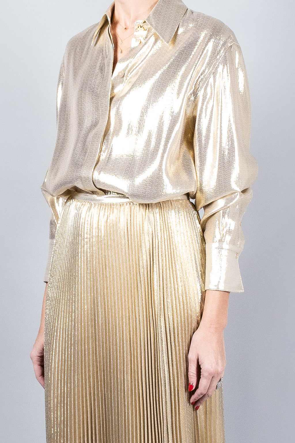 Joseph Capri Lamé Blouse