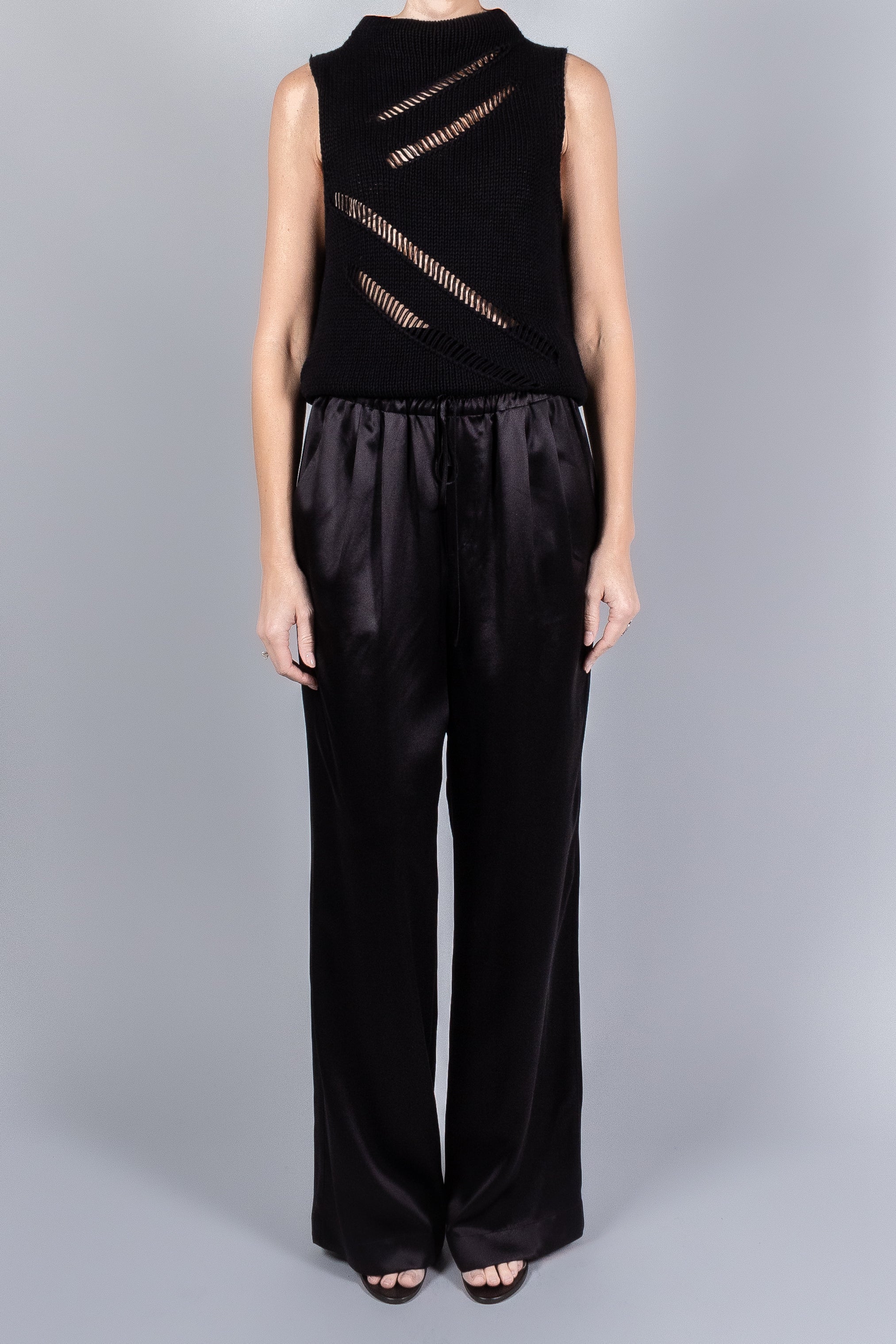 Gauchere Silk Satin Dress Pants