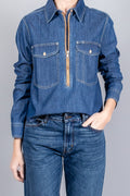 Yigal Azrouel Denim Rose Denim Top