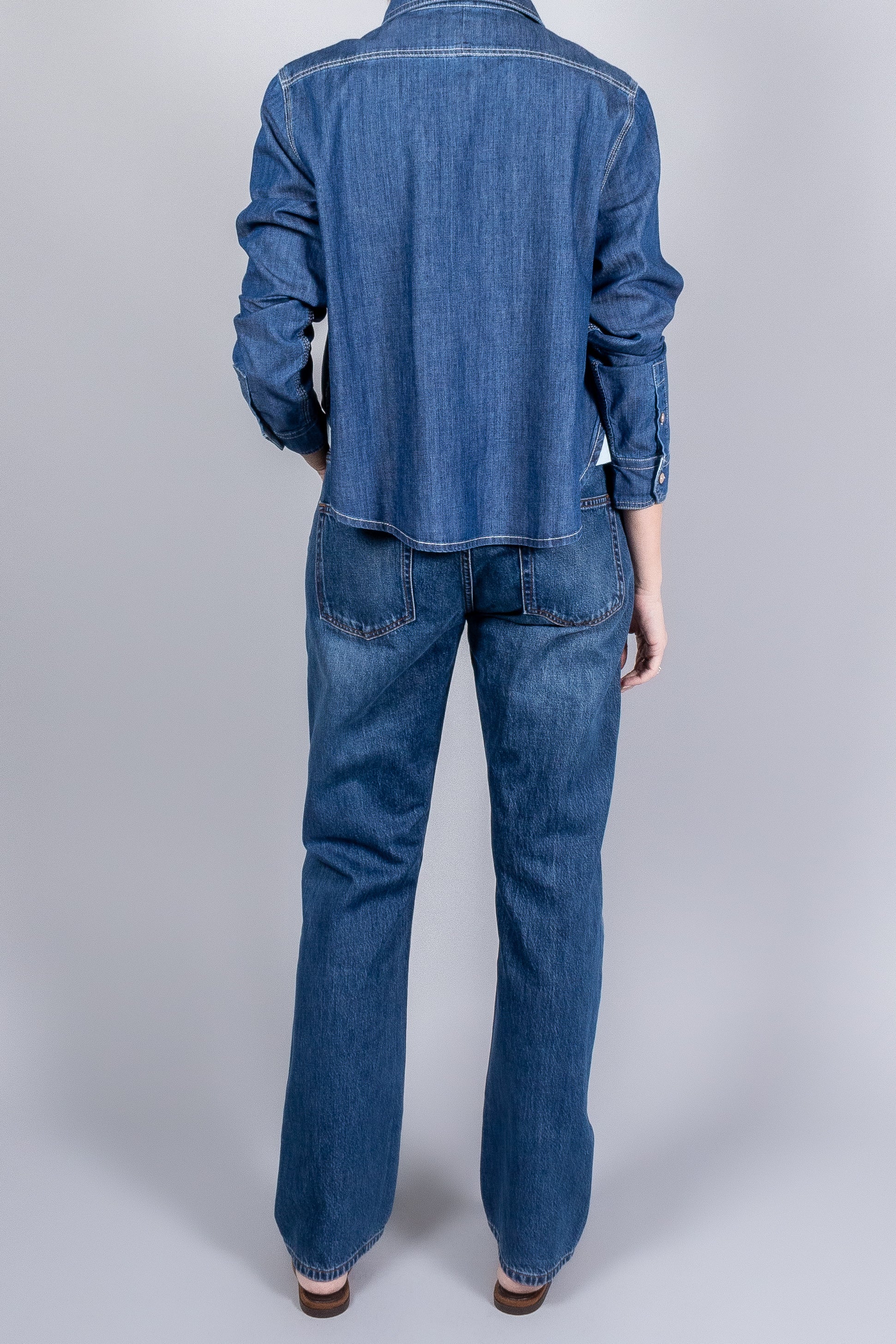 Yigal Azrouel Denim Rose Denim Top