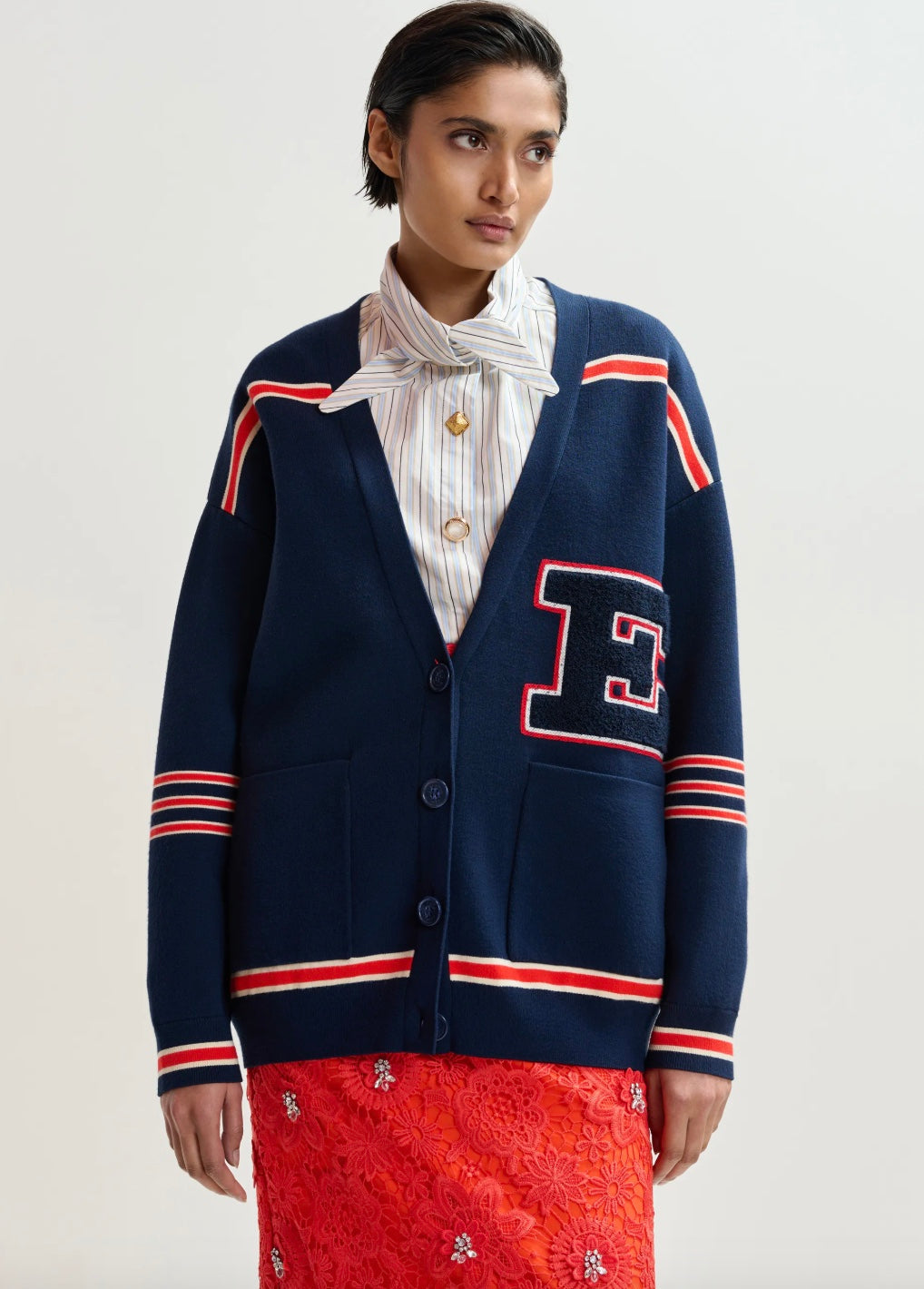 Essentiel Antwerp Jigan Knitted Jacket with Badges