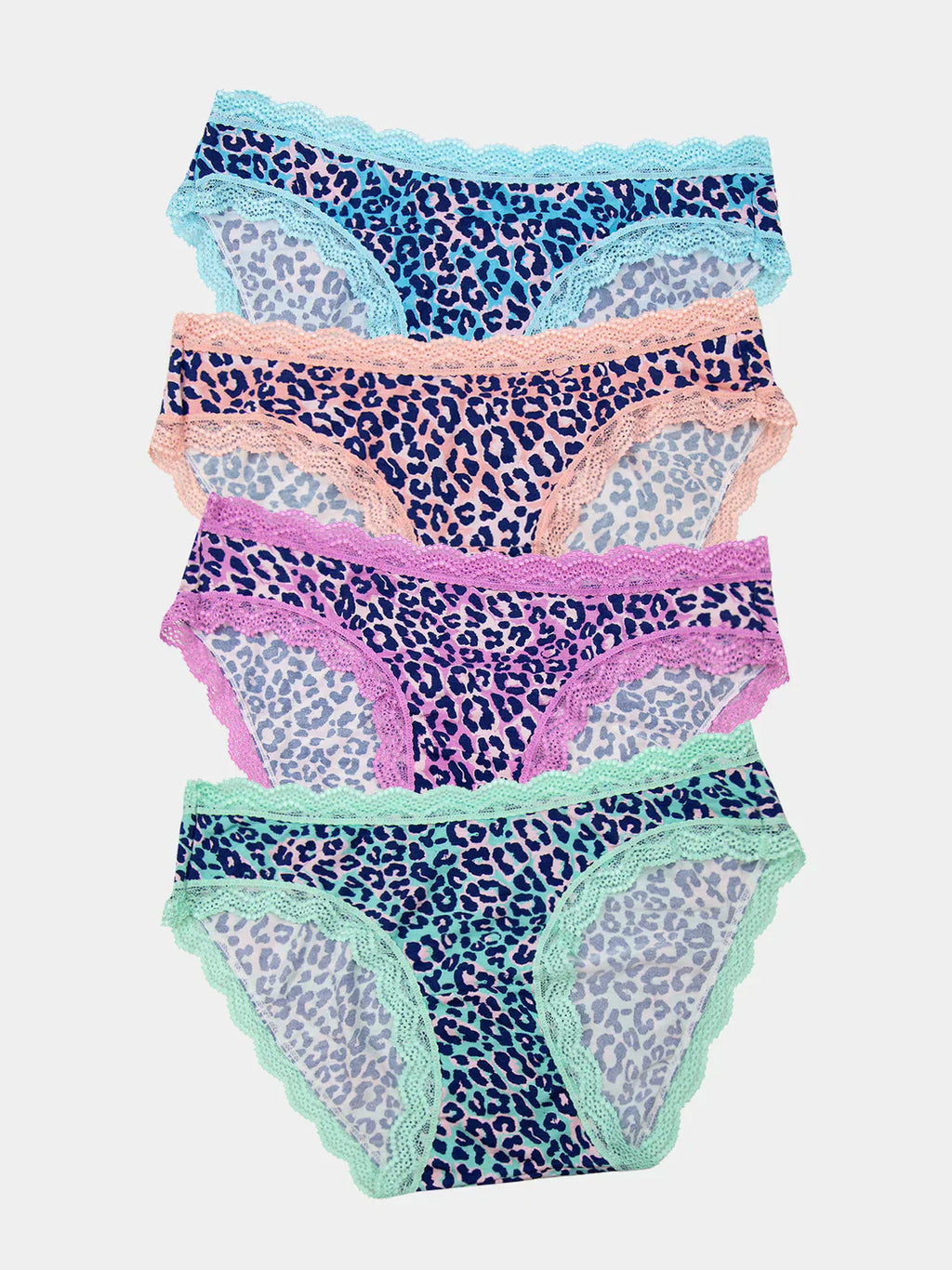 Stripe & Stare Basic Knicker Four Pack in Iridescent Leo