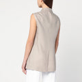 Beige double-breasted linen vest