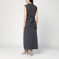 Gray dress in wool with crossover detail
