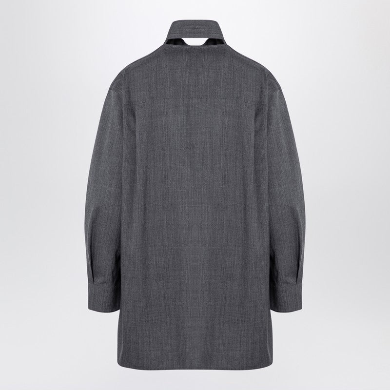 Grey Wool Shirt With Scarf