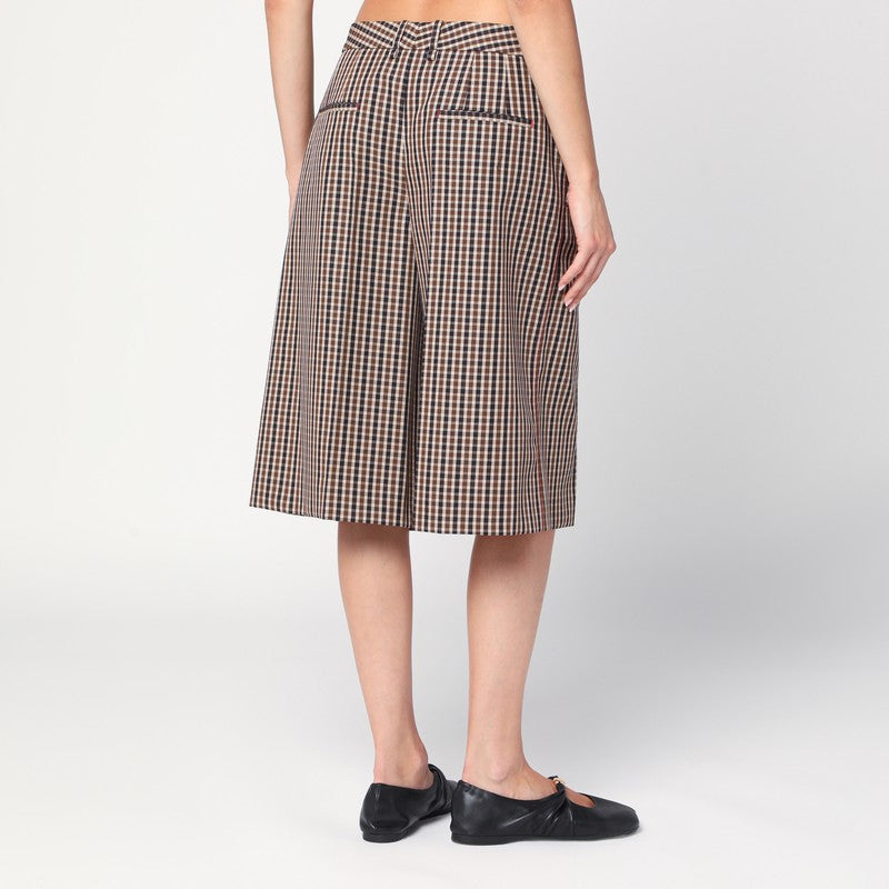 Brown check wool bermuda shorts