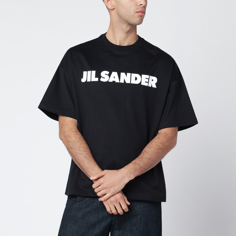 Black boxy T-shirt with logo