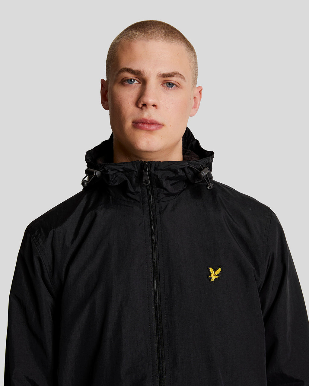 Lyle & Scott Mens Water Resistant Hooded Jacket | Jet Black