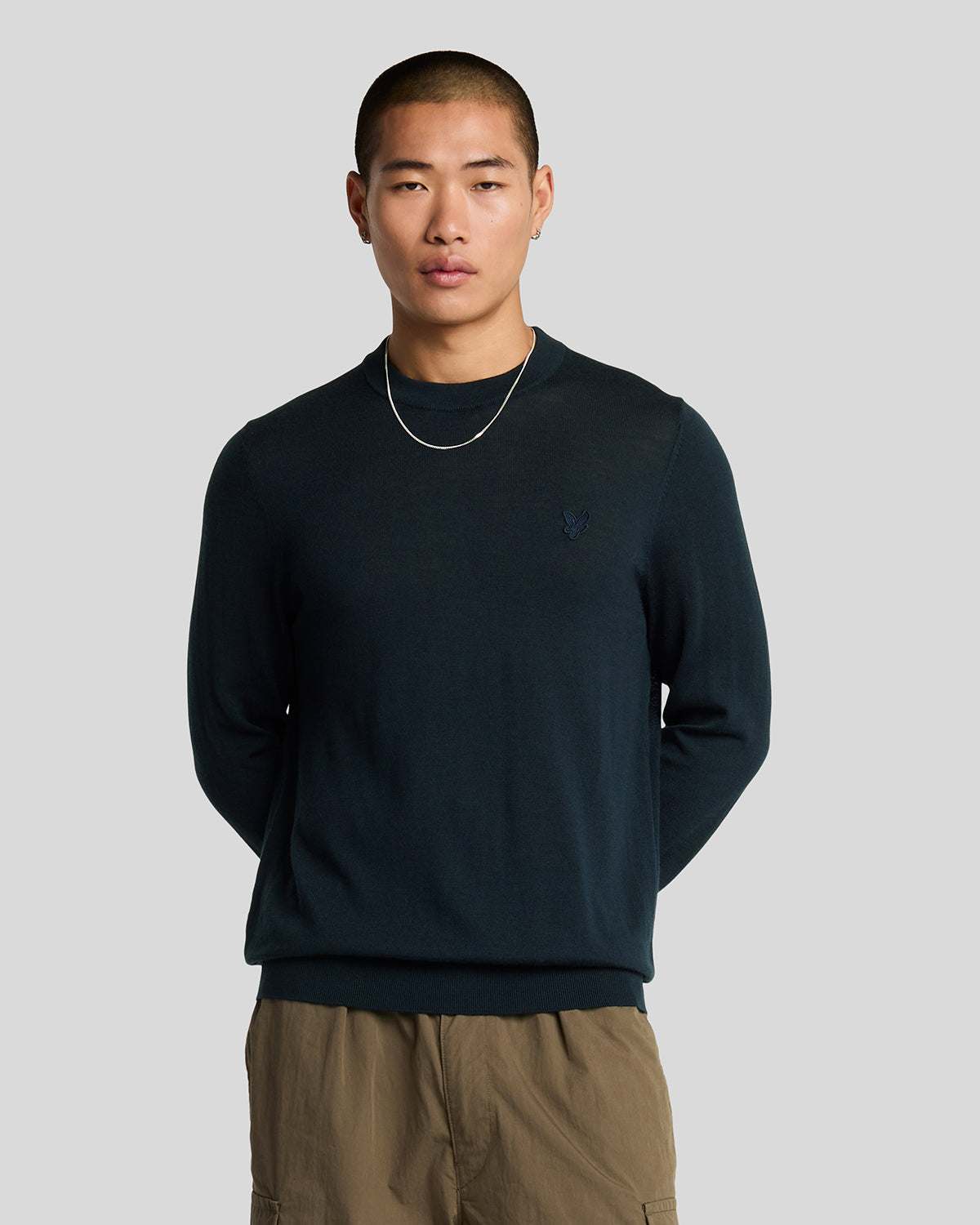 Lyle & Scott Mens Merino Wool Crew Neck Jumper | Dark Navy