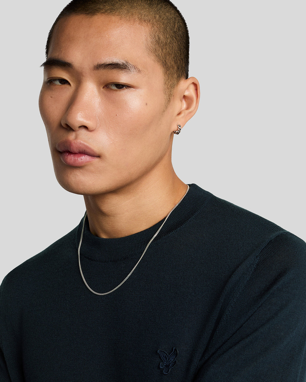 Lyle & Scott Mens Merino Wool Crew Neck Jumper | Dark Navy
