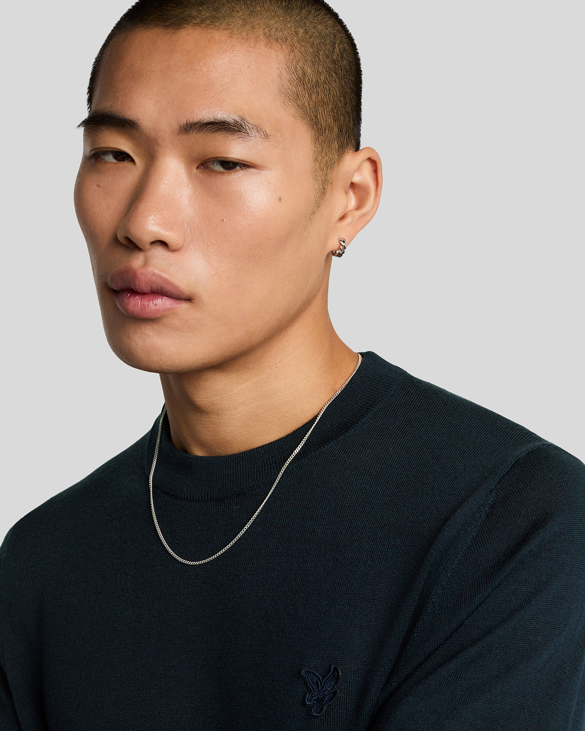 Lyle & Scott Mens Merino Wool Crew Neck Jumper | Dark Navy