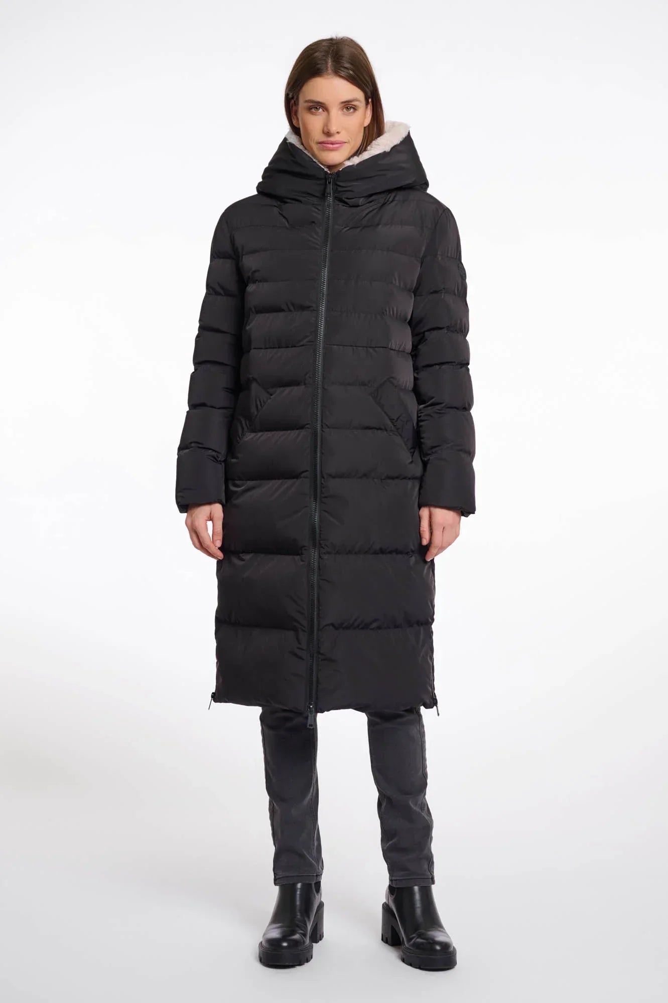 Rino & Pelle Keila Padded Faux Fur Coat in Black