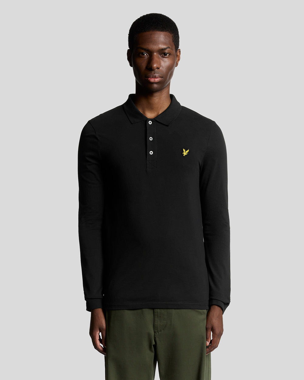 Lyle & Scott Mens Long Sleeve Cotton Polo Shirt | Jet Black