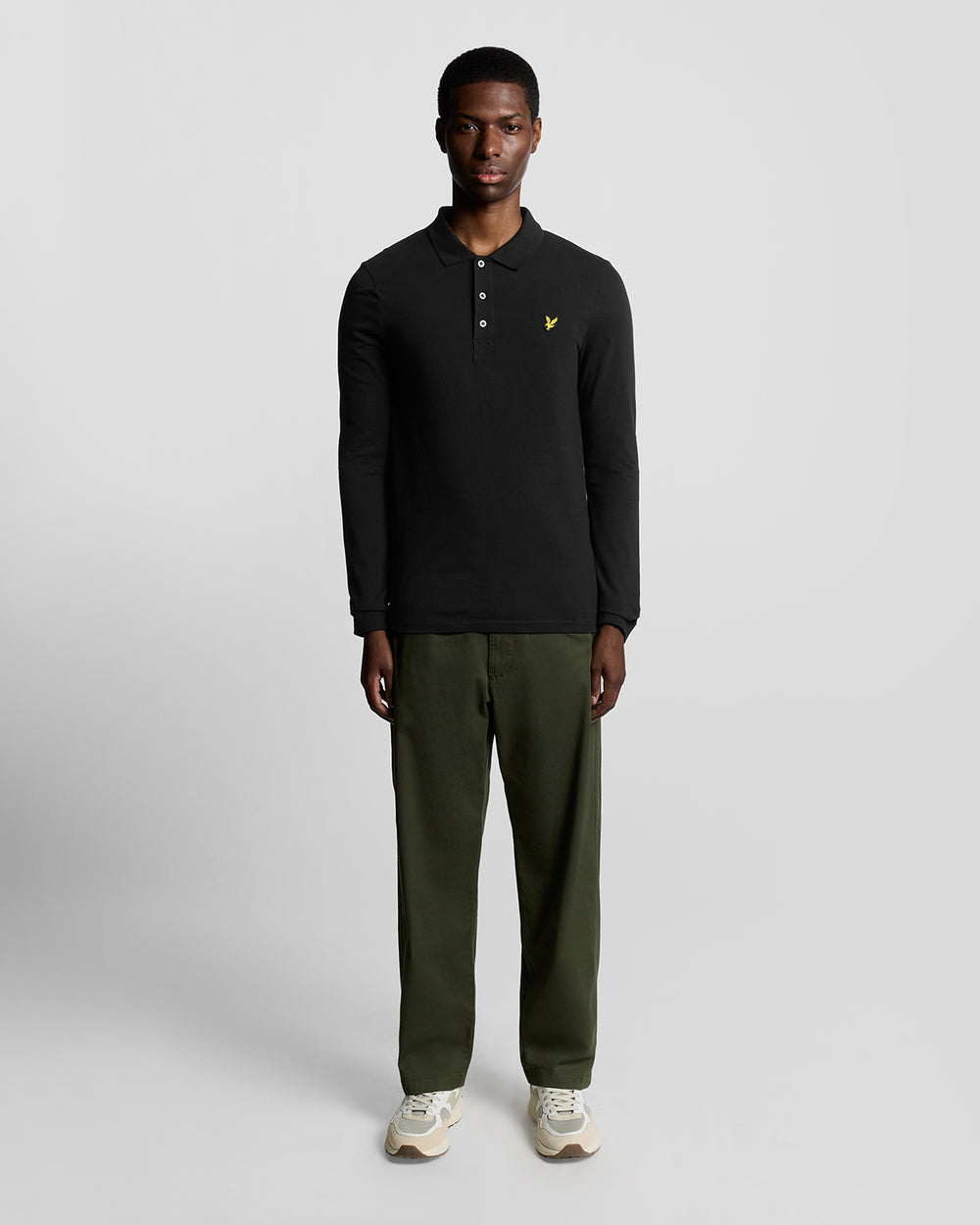 Lyle & Scott Mens Long Sleeve Cotton Polo Shirt | Jet Black