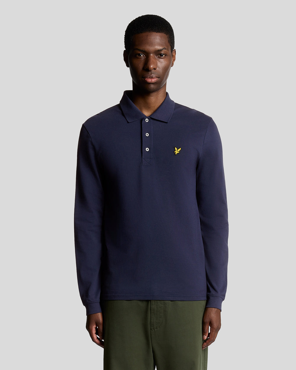 Lyle & Scott Mens Long Sleeve Cotton Polo Shirt | Navy