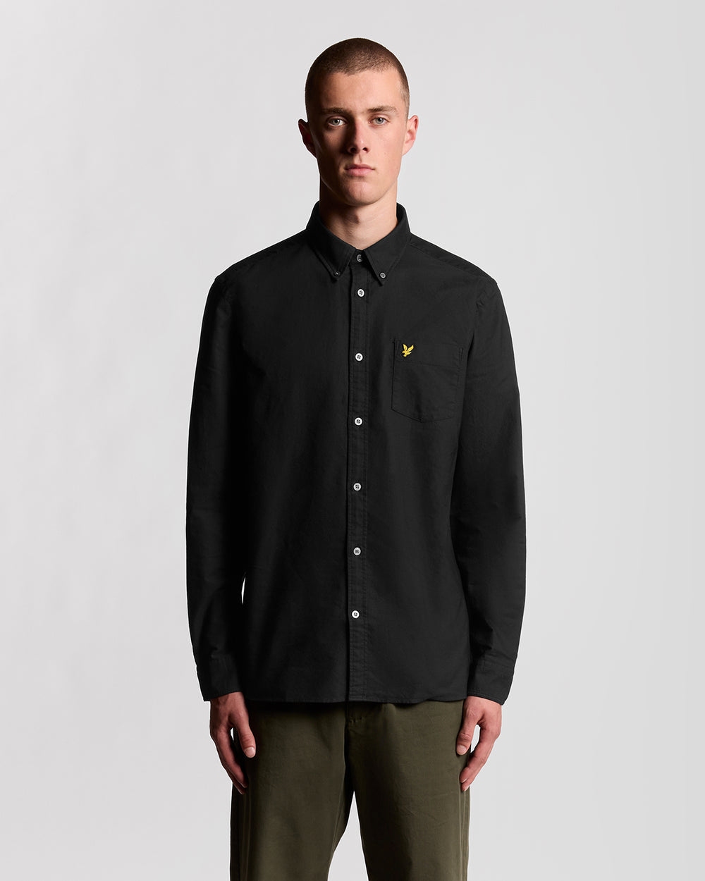 Lyle & Scott Mens Cotton Button Down Oxford Shirt | Jet Black