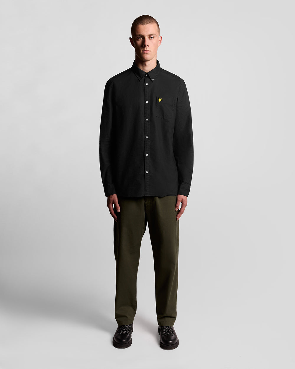 Lyle & Scott Mens Cotton Button Down Oxford Shirt | Jet Black