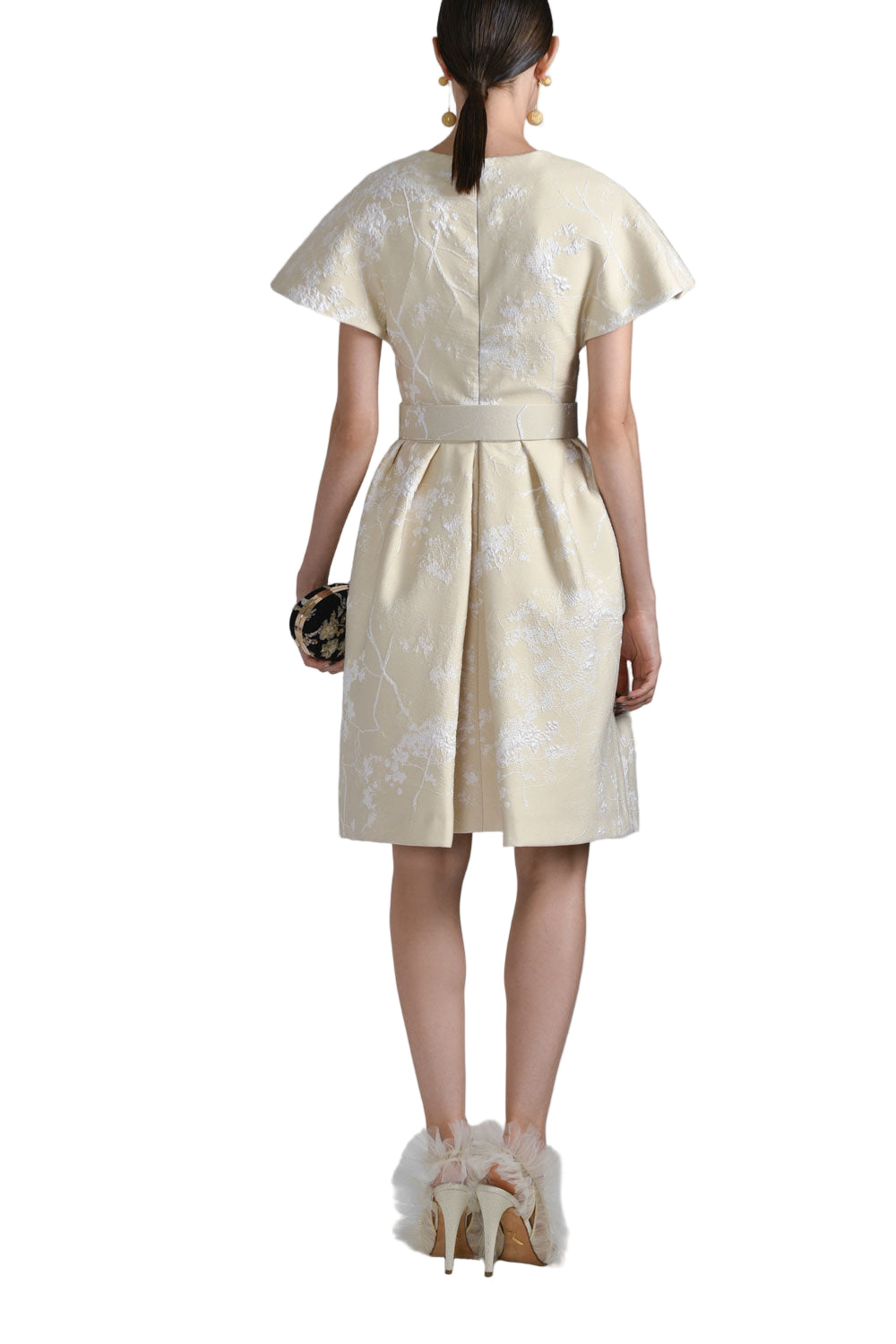 BROCADE FLARED KNEE LENGTH DRESS