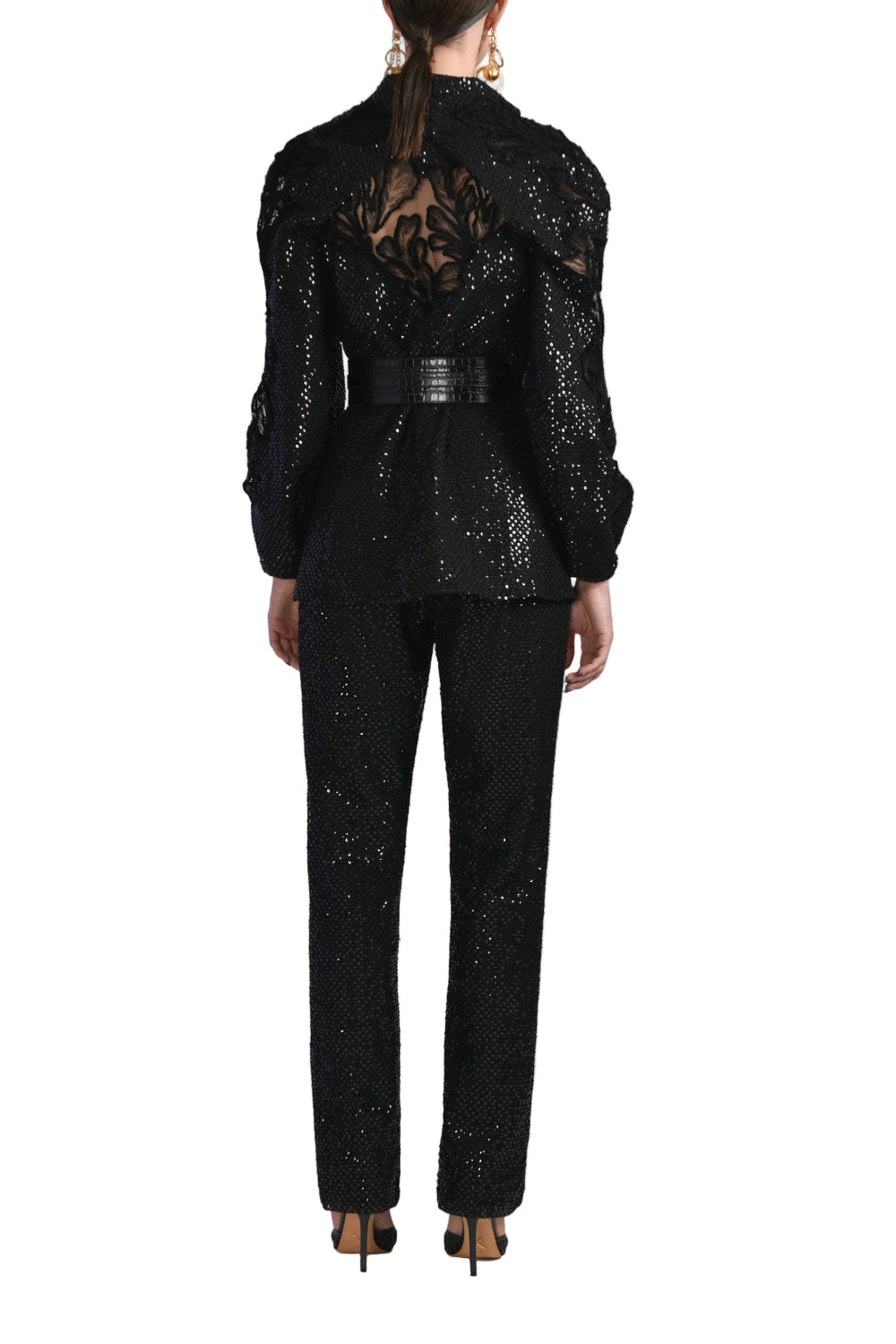 SEQUIN STRAIGHT FIT PANTS